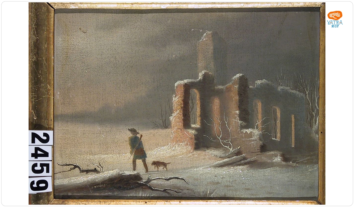 Peisaj cu ruine și vânător