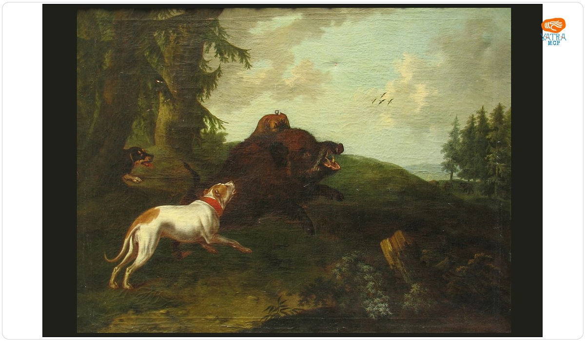Philipp Ferdinand Hamilton — Vînătoare de mistreț ; pandant: Căprior