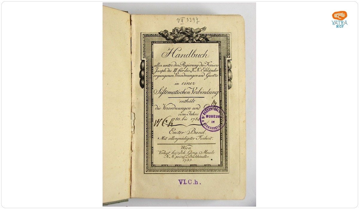 Joh. Georg Moesle K K privil: Buchhaendler — Handbuch aller unter der Regierung des Kaisers Joseph des II fuer die K K Erblaender...