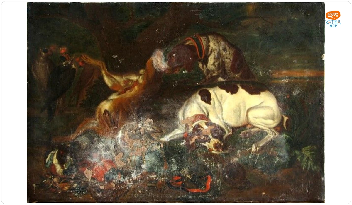 Vânat păzit de câini ; pandant: Vânat păzit de doi câini