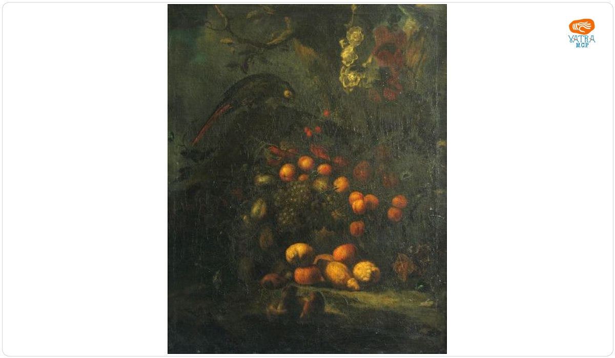 Paulus de Vos — Fructe și papagal verde