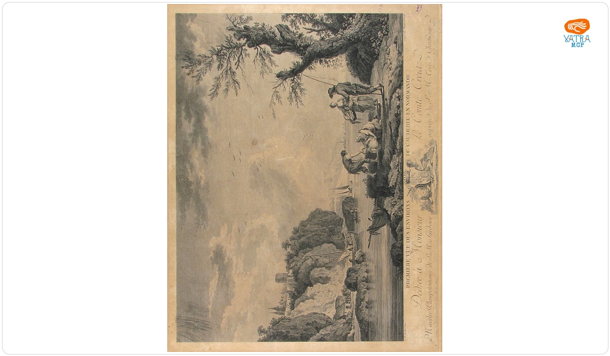 Le Gouaz, Yves Marie; (SC.); Hackert, Jakob Philip; (PX.); Aliamet, Jean Jacques; (DIR.); (EX.) — Première Vue des Environs de Caudebec en Normandie; în registrul inventar: „Vues de Normandie”