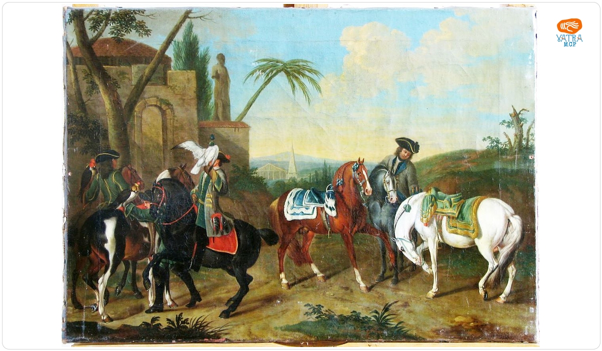 Johann Georg von Hamilton — Plecare la vânătoare cu șoimi; pandant: Plecare la vânătoare cu câini