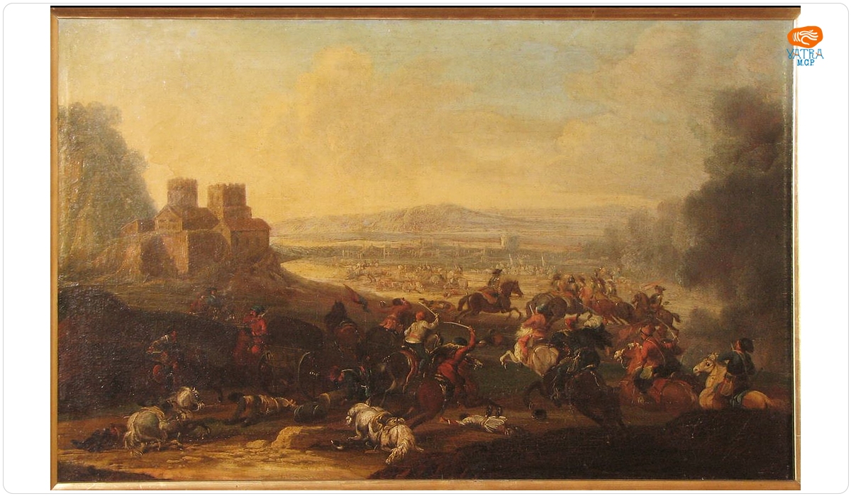 Johann Ferdinand Kien — Luptă de cavalerie între cuirasieri și tătari; pandant: Luptă de cavalerie la un castel