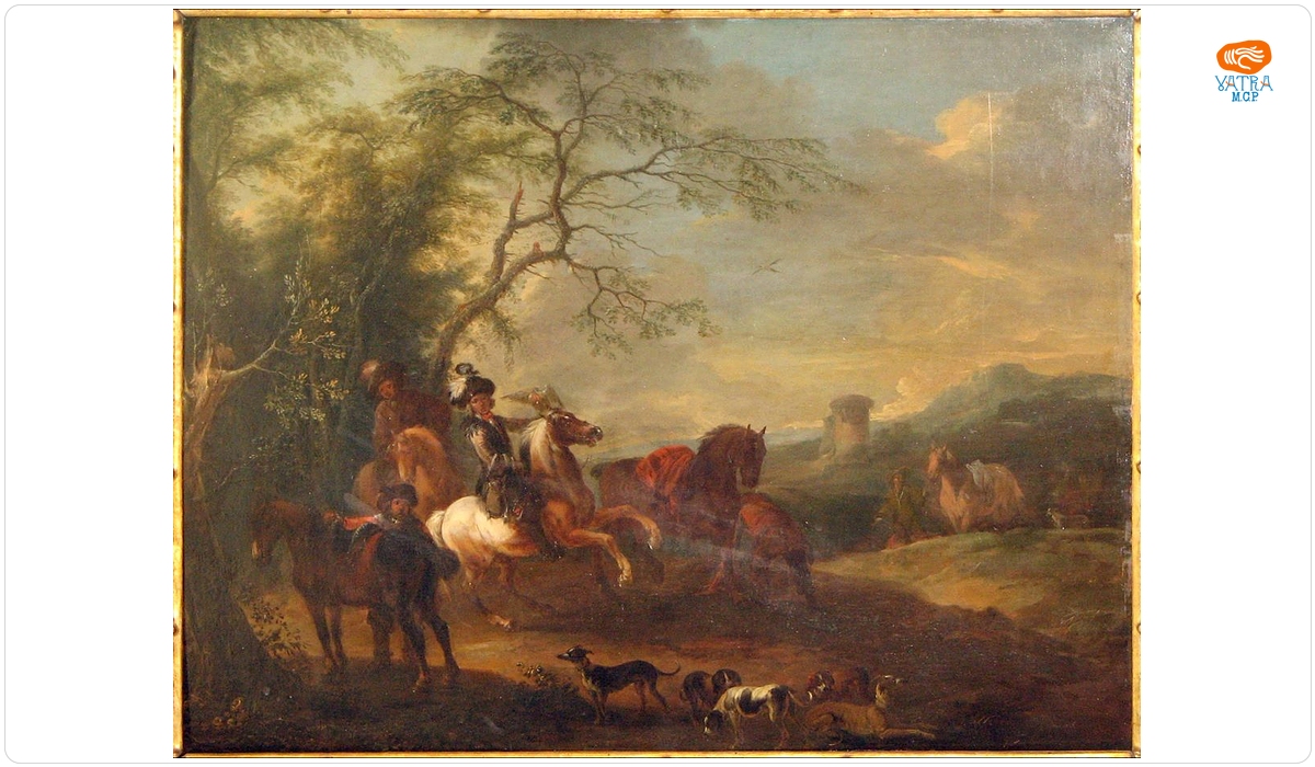 August Querfurt — Plecarea la vânătoare; pandant: Întoarcerea de la vânătoare