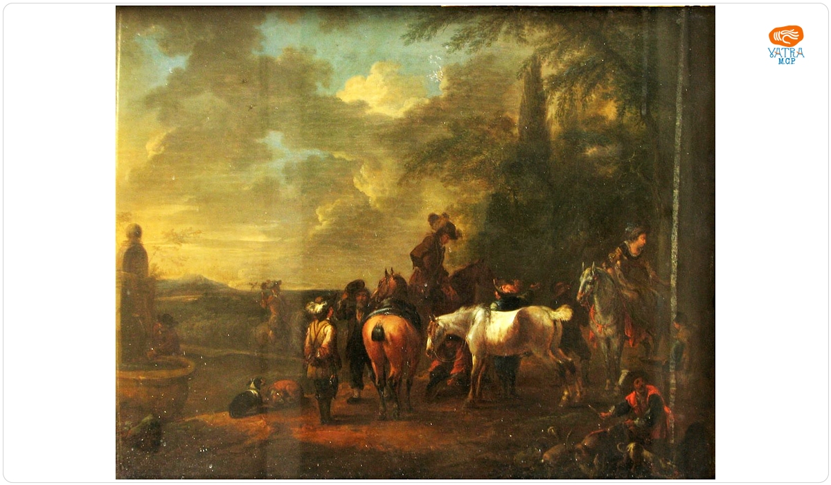 August Querfurt — Întoarcerea de la vânătoare; pandant: Plecarea la vânătoare