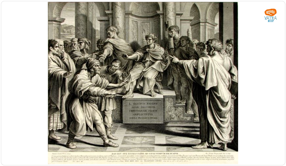 Bar-Iesu Sive Elymas Paphi Ad Savli Verbvm Excaecatvr (Saul/ Paul orbește pe falsul profet) Elymas/Bar-Isus