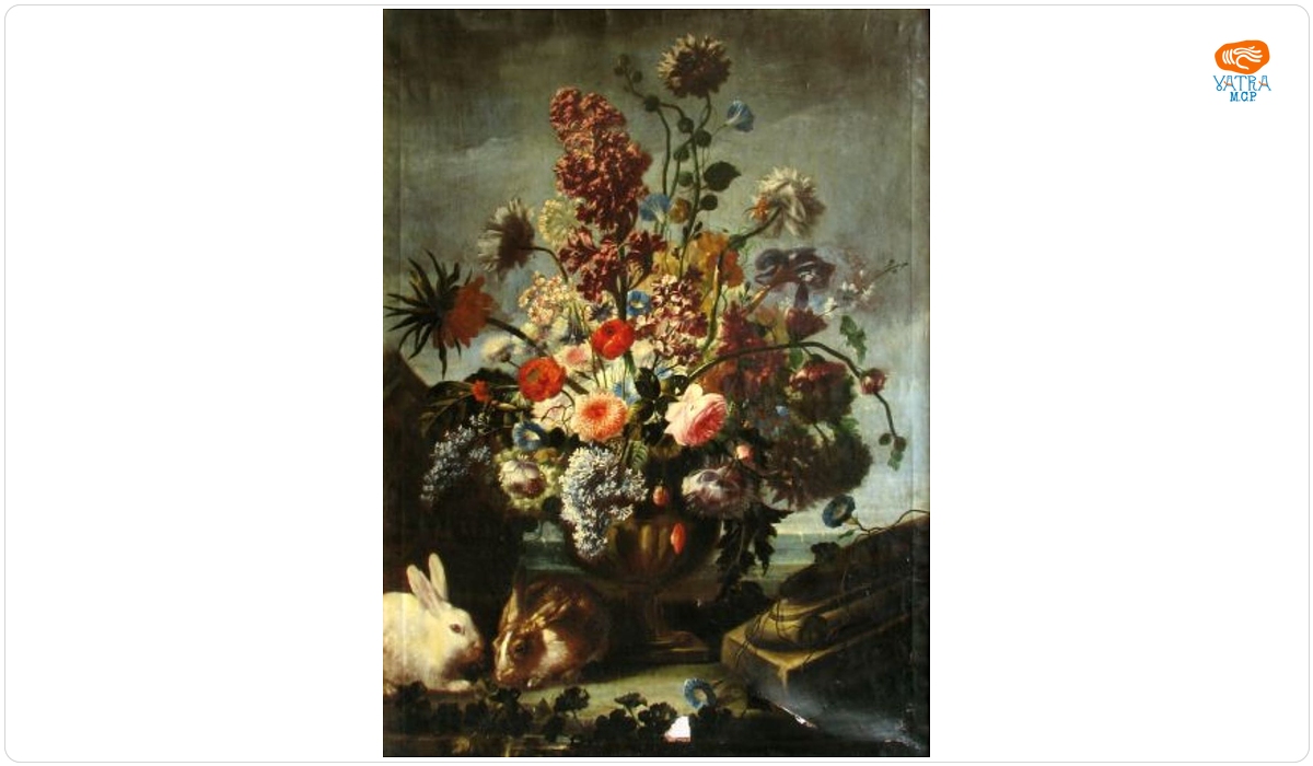 Vas cu flori (Buchet de flori cu iepuri de casă)