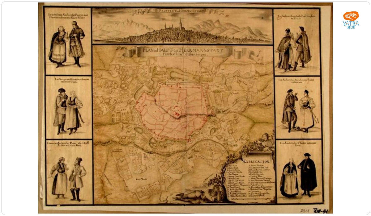 Vedere și planul Sibiului la mijlocul secolului al XVIII-lea