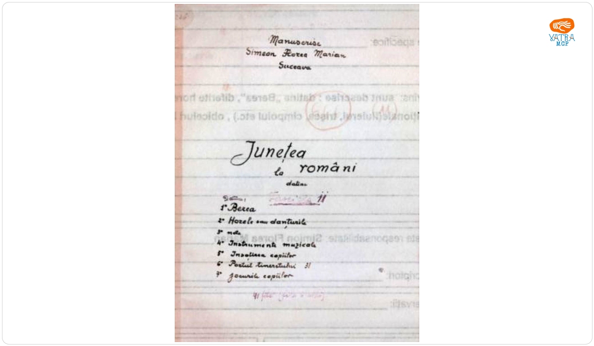 Junețea la români, fascicola 11. Datine: Berea; Horele sau Danțurile; Note; Instrumente muzicale; Însoțirea copiilor; Portul tineretului; Jocurile copiilor.