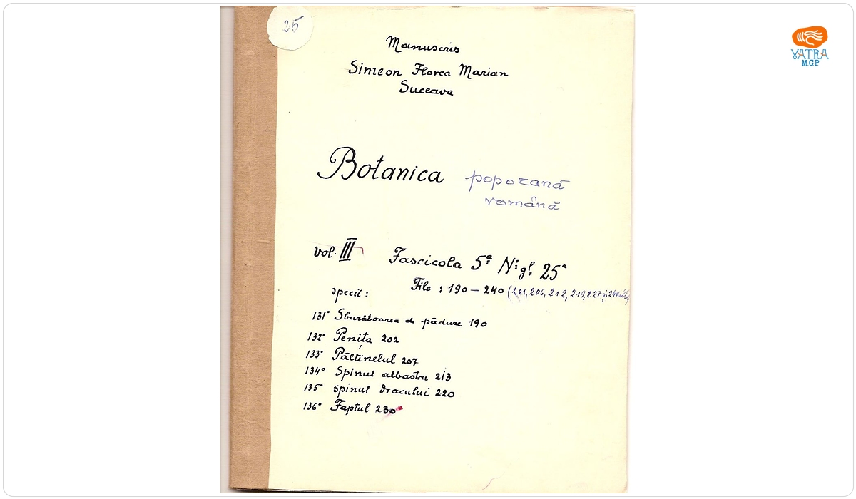 Botanica poporană română (vol. III, fasc. 5); Specii: Sburătoarea de pădure, Penița, Păltinelul, Spinul albastru, Spinul dracului, Faptul