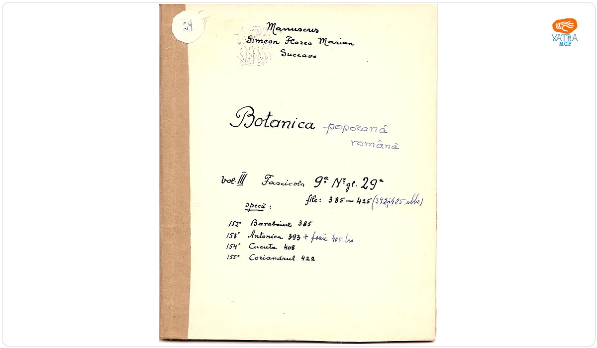 Botanica poporană română (vol. III, fasc. 9); Specii: Baraboiul, Antonica, Cucuta, Coriandrul