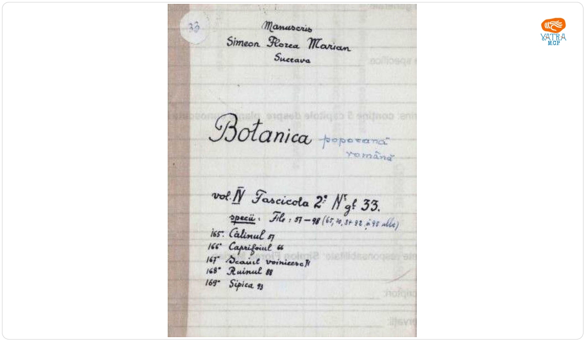 Botanica poporană română vol. IV, fascicola 2, specii: Călinul, Caprifoiul, Scaiul voinicesc, Ruinul, Sipica