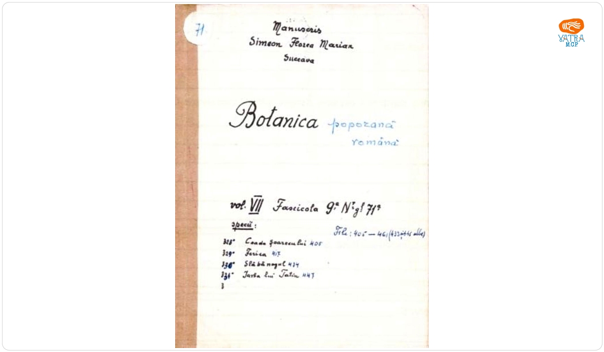 Botanică poporană: vol. VII, fascicola 9: specii: Coada șoarecului, Ferica, Slăbănogul, Iarba lui Tatin