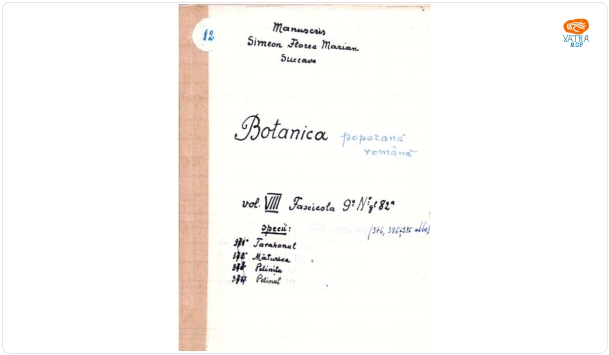 Botanică poporană: vol. VIII, fascicola 9: specii: Tarahonul, Măturica, pelinița, pelinul