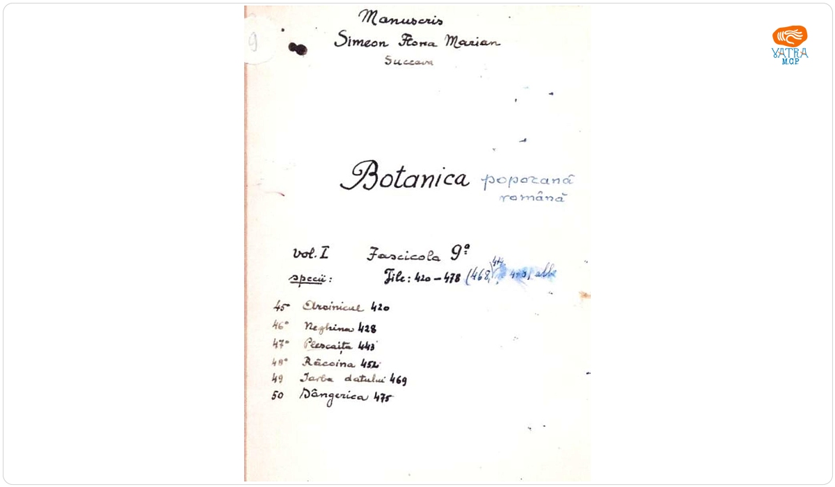 imion Florea Marian — Botanica poporană română (vol. I, fasc. 9)