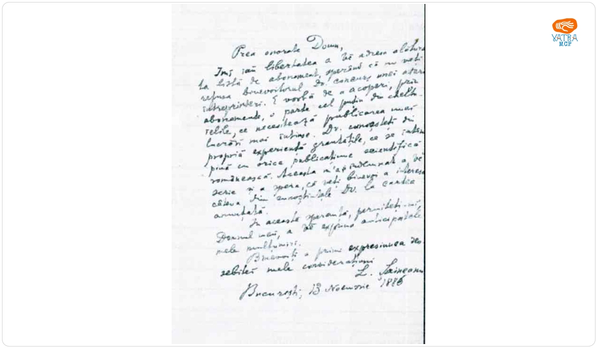 Lazăr Șăineanu către Simion Florea Marian