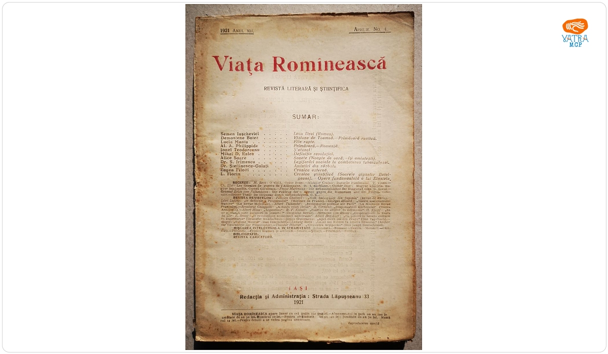 VIAȚA ROMÎNEASCĂ, Anul XIII, nr. 4