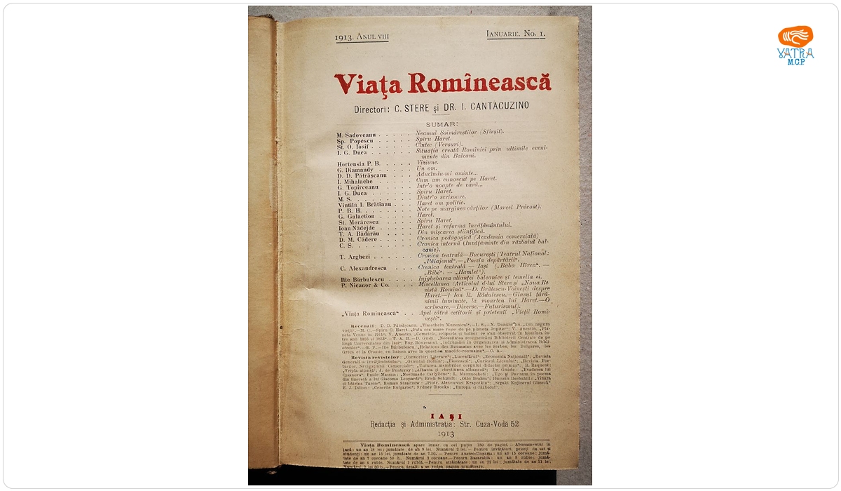 VIAȚA ROMÎNEASCĂ, Anul VIII, vol. XXVIII, nr. 1, 2, 3